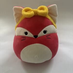 2023 Squishmallows Fifi the Red Fox with Yellow Fluffy Headband EUC